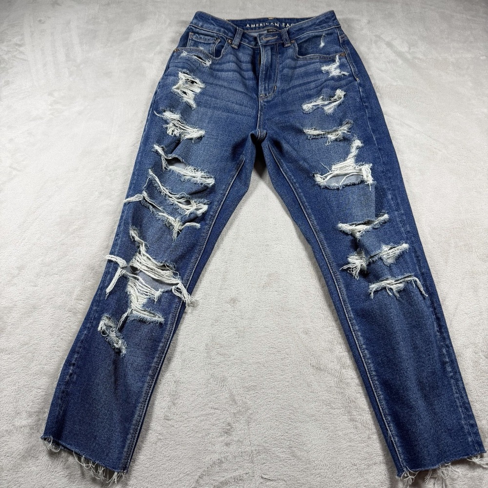 American Eagle Jeans Womens 2 X-Short Ripped Distressed High Waisted Skinny